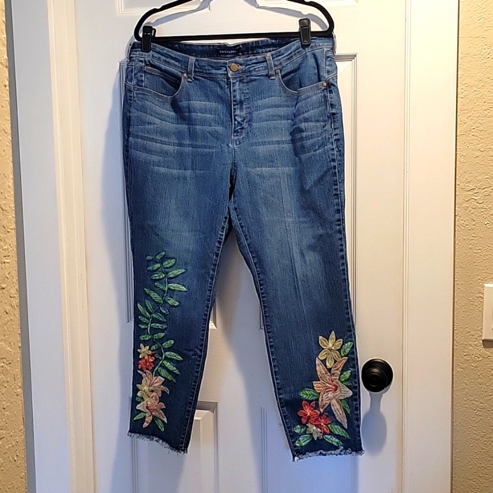 BANDOLINO Embroidered Floral Jeans, Size 16W